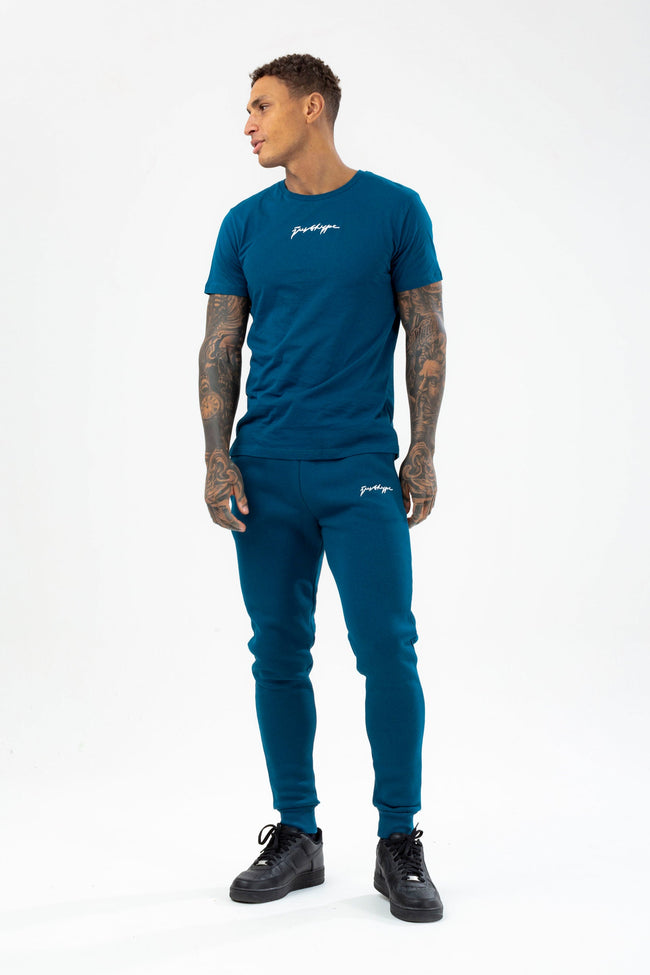 HYPE MENS TEAL SCRIBBLE T-SHIRT