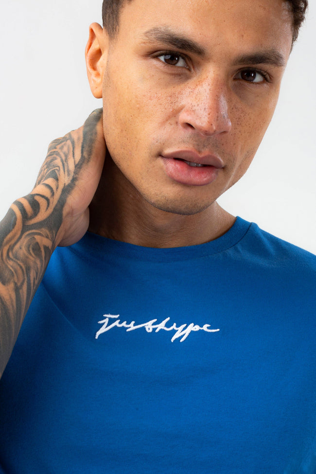 HYPE MENS BLUE SCRIBBLE T-SHIRT