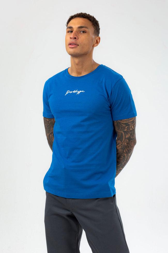 HYPE MENS BLUE SCRIBBLE T-SHIRT