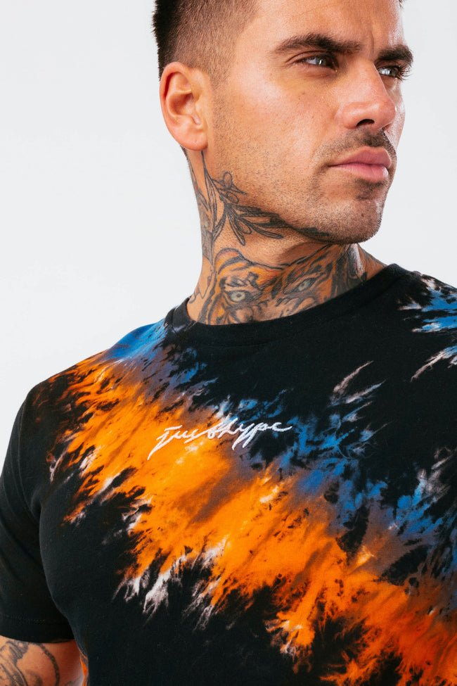 HYPE MENS MULTI BOHEMIAN DYE SCRIBBLE T-SHIRT