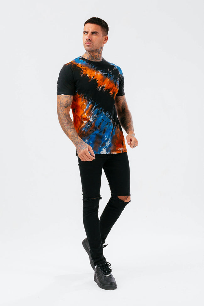 HYPE MENS MULTI BOHEMIAN DYE SCRIBBLE T-SHIRT