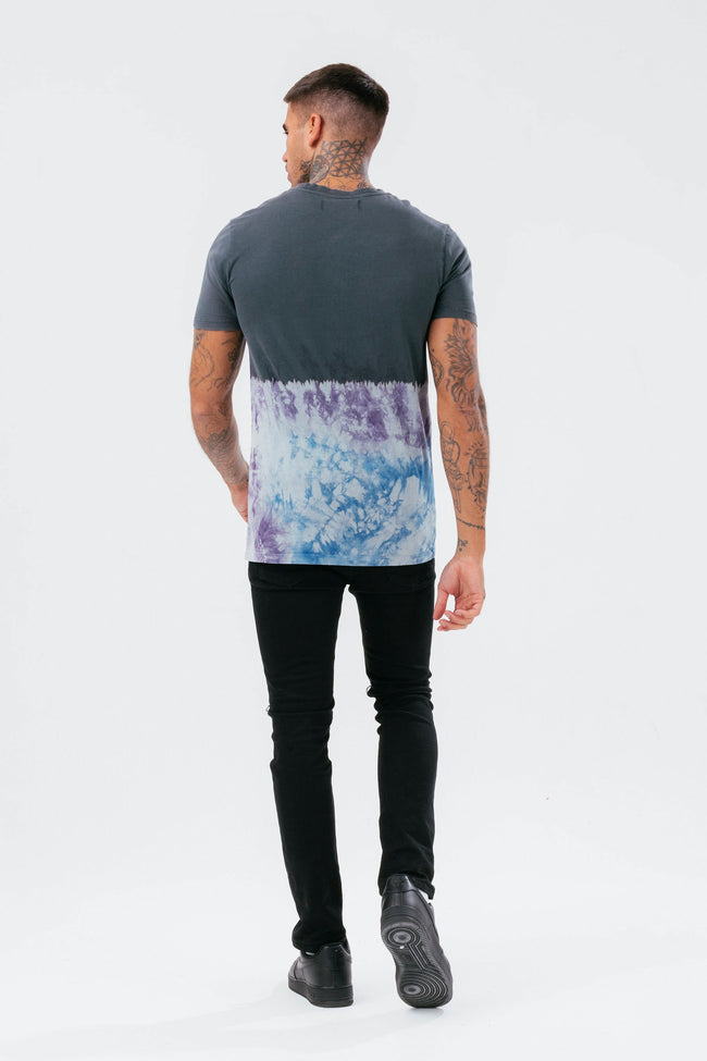 HYPE MENS BLUE RUSH DYE SCRIBBLE T-SHIRT