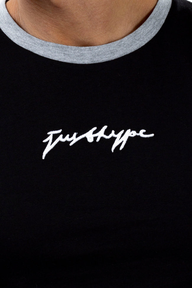 HYPE MENS BLACK THOMPSON SPLICE SCRIBBLE T-SHIRT