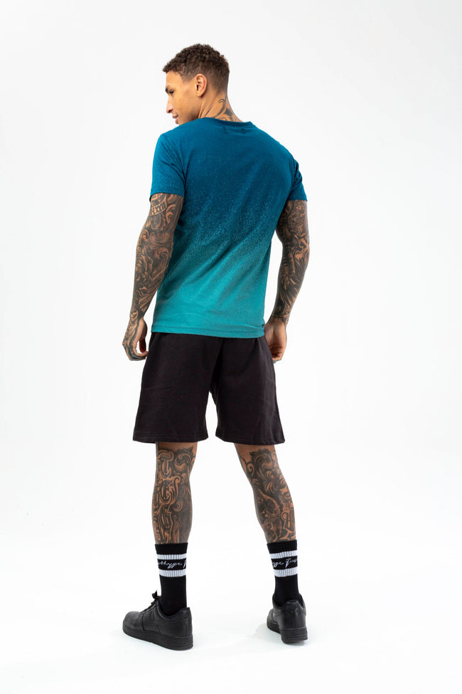 HYPE MENS TEAL SPECKLE FADE SCRIBBLE T-SHIRT