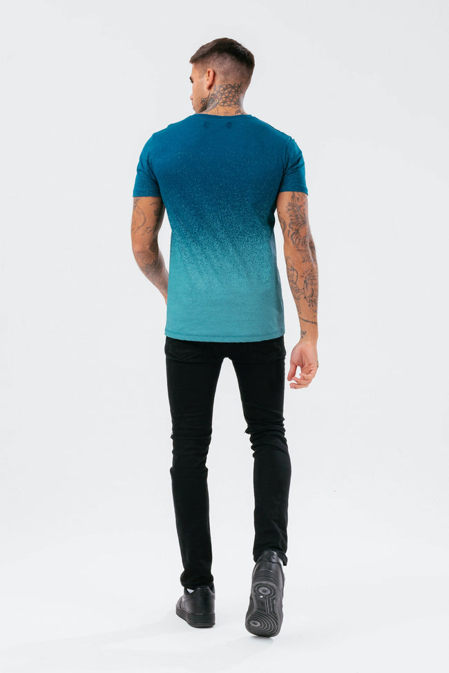 HYPE MENS TEAL SPECKLE FADE SCRIBBLE T-SHIRT