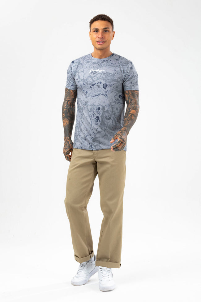 HYPE MENS GREY MINERAL SCRIBBLE T-SHIRT