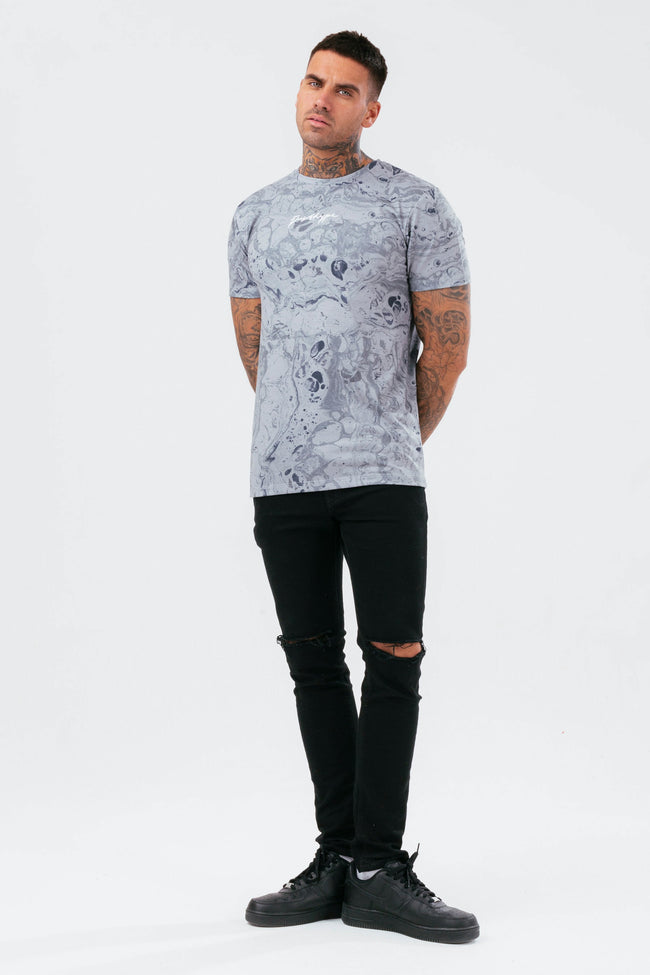 HYPE MENS GREY MINERAL SCRIBBLE T-SHIRT