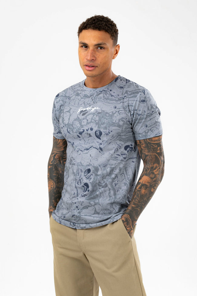 HYPE MENS GREY MINERAL SCRIBBLE T-SHIRT