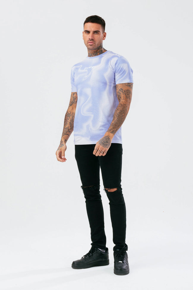 HYPE MENS BLUE CORNFLOWER WAVE SCRIBBLE T-SHIRT