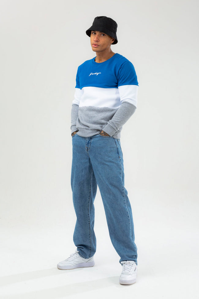 HYPE MENS BLUE ENDERBY SCRIBBLE CREW NECK