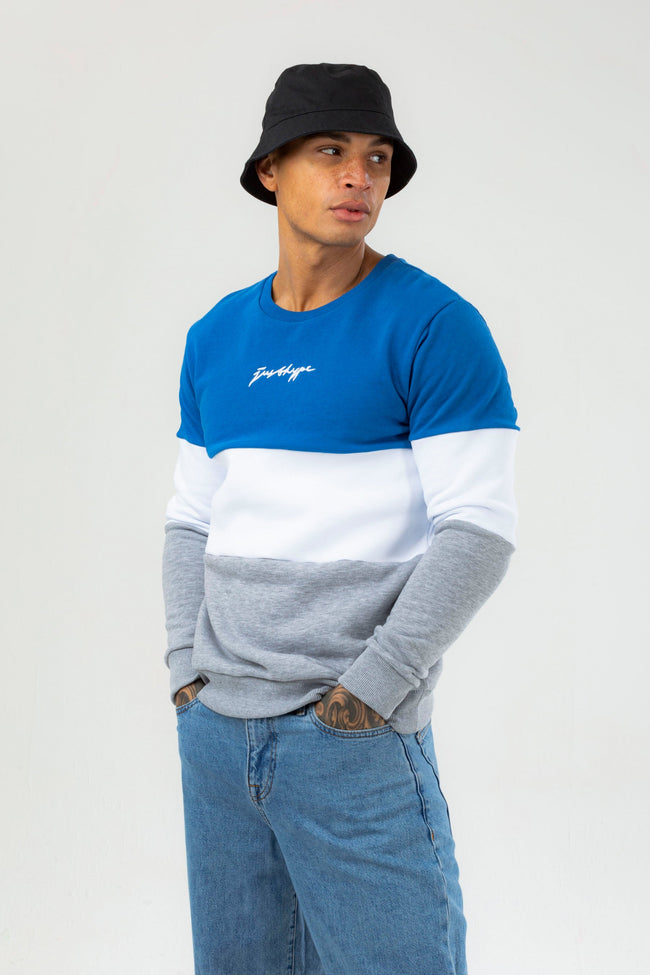 HYPE MENS BLUE ENDERBY SCRIBBLE CREW NECK