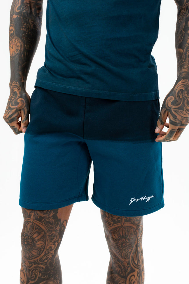 HYPE MENS TEAL FADE SCRIBBLE SHORTS