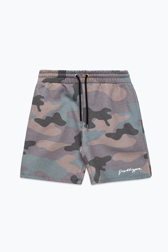 HYPE MENS KHAKI CLASSIC CAMO SCRIBBLE SHORTS