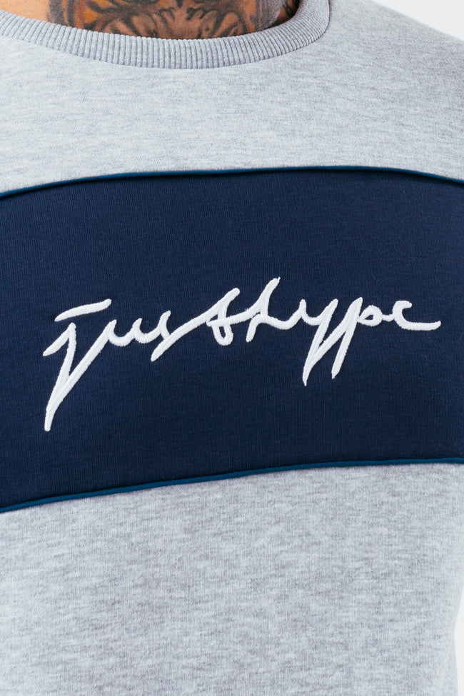 HYPE MENS GREY ATHLETE SCRIBBLE CREW NECK