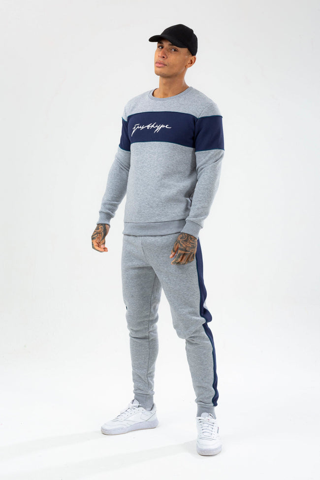 HYPE MENS GREY ATHLETE SCRIBBLE CREW NECK