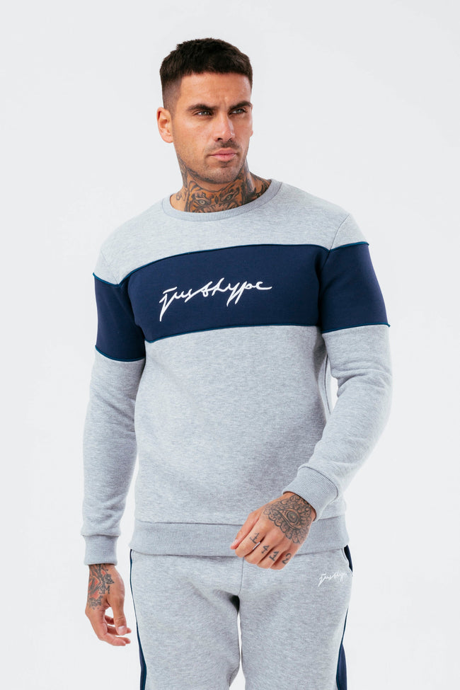 HYPE MENS GREY ATHLETE SCRIBBLE CREW NECK