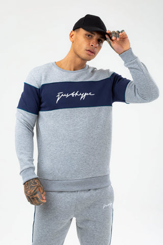 HYPE MENS GREY ATHLETE SCRIBBLE CREW NECK