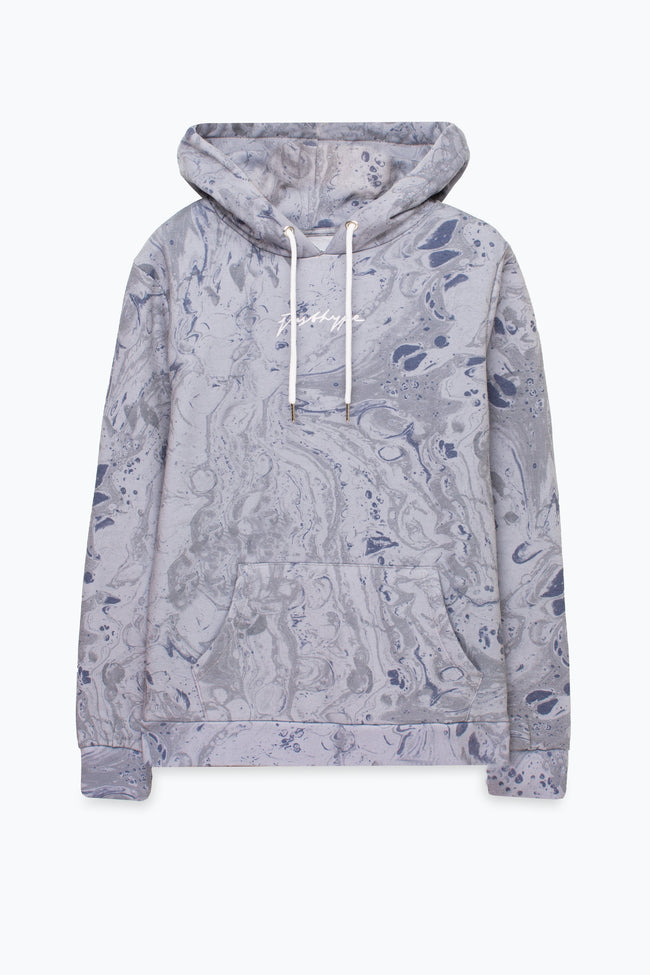 HYPE MENS GREY MINERAL SCRIBBLE HOODIE