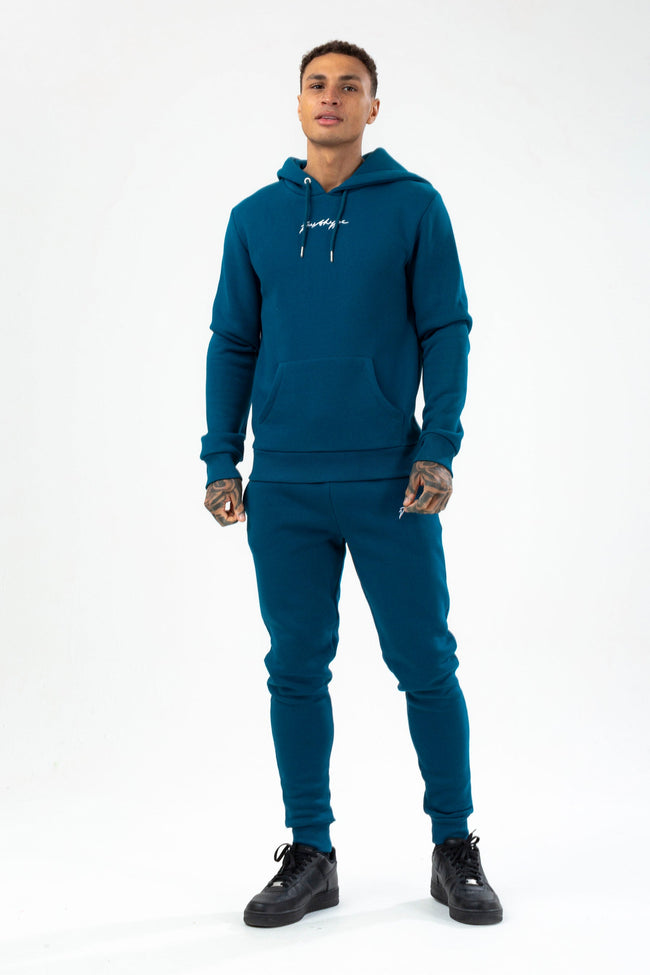 HYPE MENS TEAL SCRIBBLE HOODIE