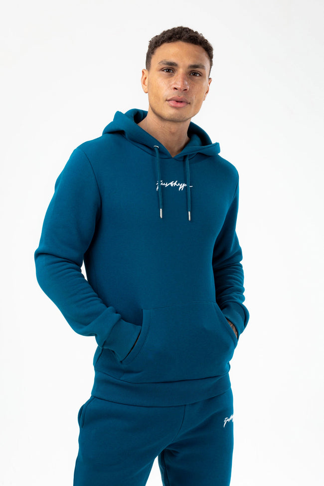 HYPE MENS TEAL SCRIBBLE HOODIE