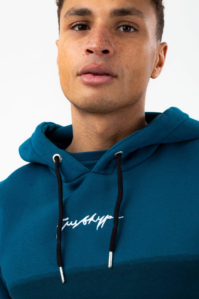 HYPE MENS TEAL FADE SCRIBBLE HOODIE