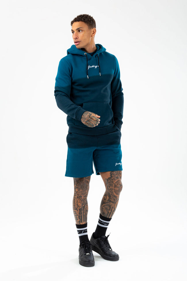 HYPE MENS TEAL FADE SCRIBBLE HOODIE