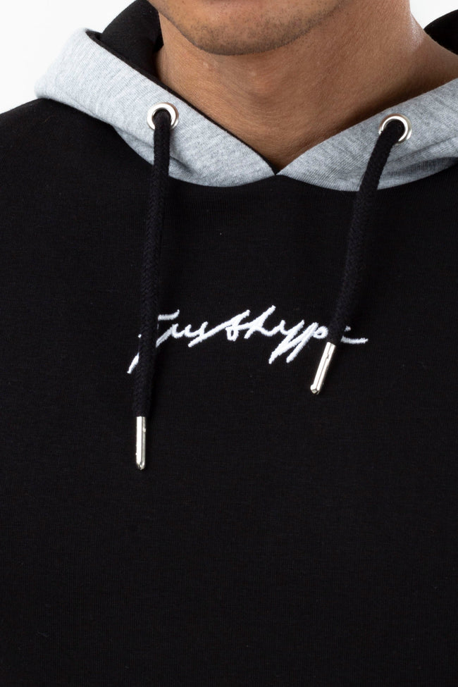 HYPE MENS BLACK THOMPSON SPLICE SCRIBBLE HOODIE