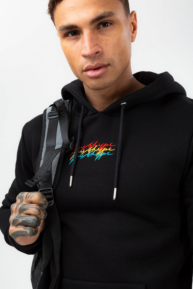 HYPE MENS BLACK TRIPLE SCRIBBLE HOODIE