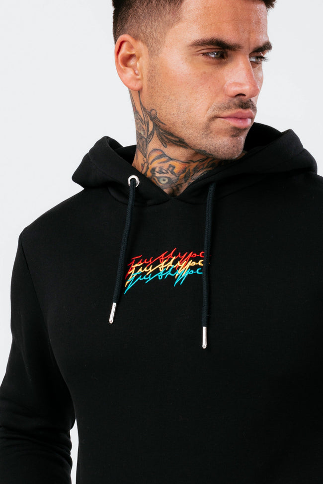 HYPE MENS BLACK TRIPLE SCRIBBLE HOODIE