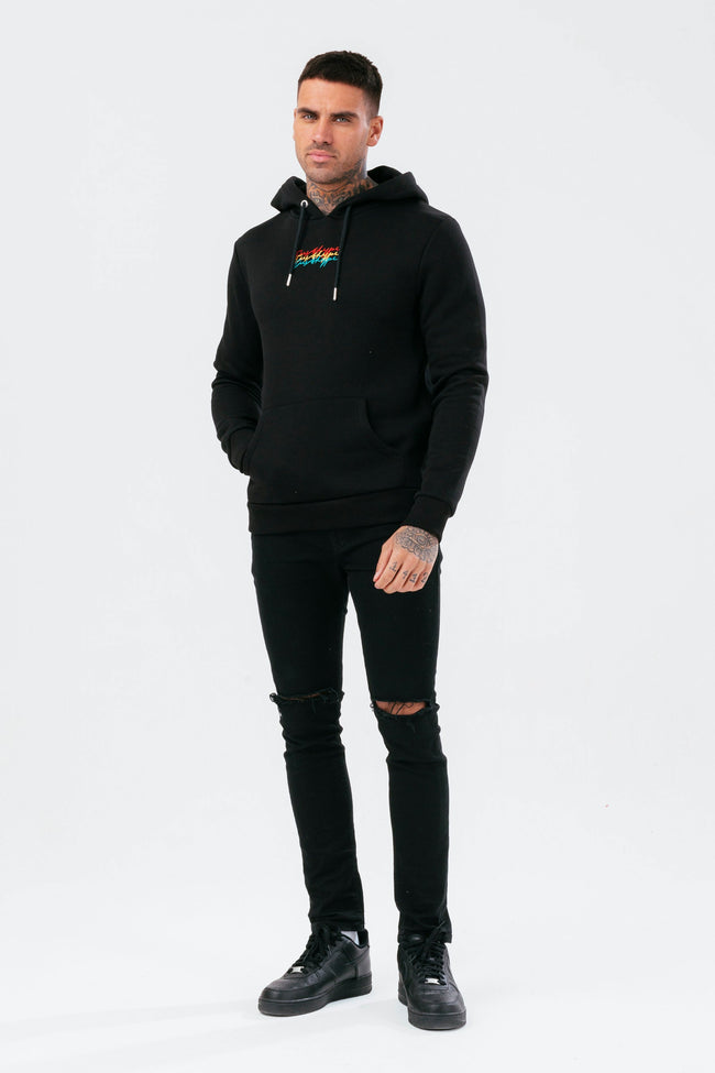 HYPE MENS BLACK TRIPLE SCRIBBLE HOODIE