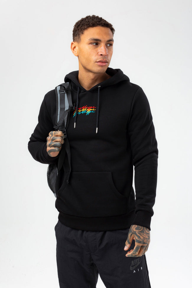 HYPE MENS BLACK TRIPLE SCRIBBLE HOODIE