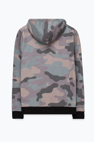 HYPE MENS KHAKI CLASSIC CAMO SCRIBBLE HOODIE