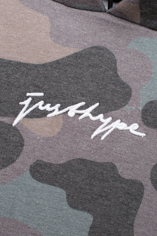 HYPE MENS KHAKI CLASSIC CAMO SCRIBBLE HOODIE