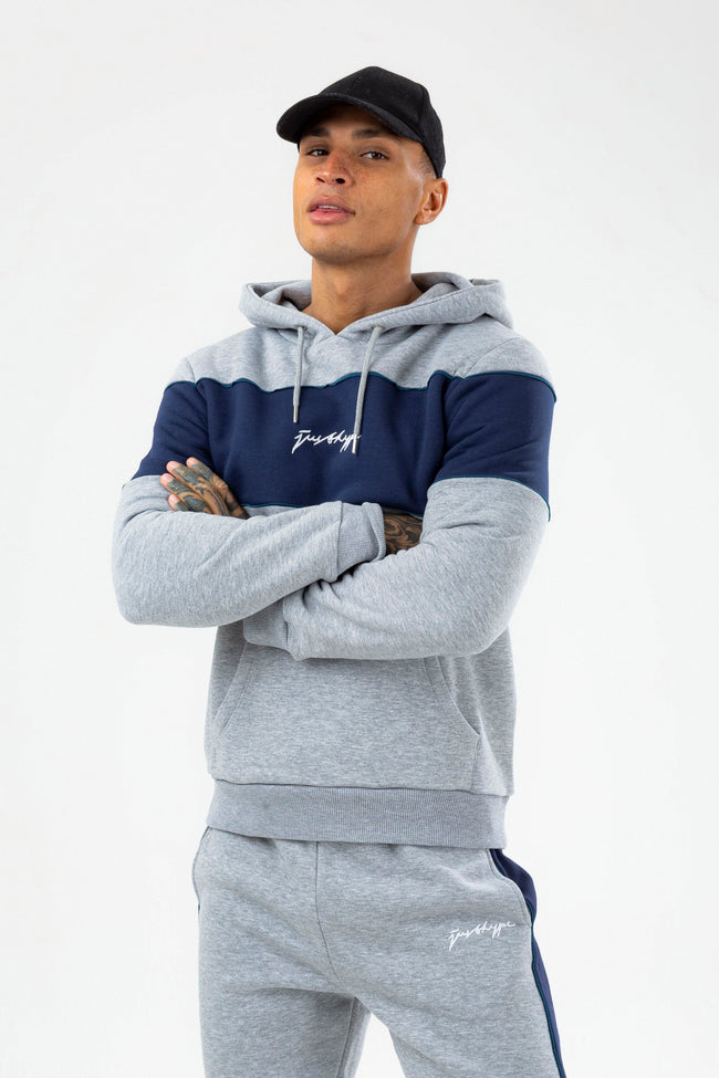 HYPE MENS GREY ATHLETE SCRIBBLE PULLOVER HOODIE