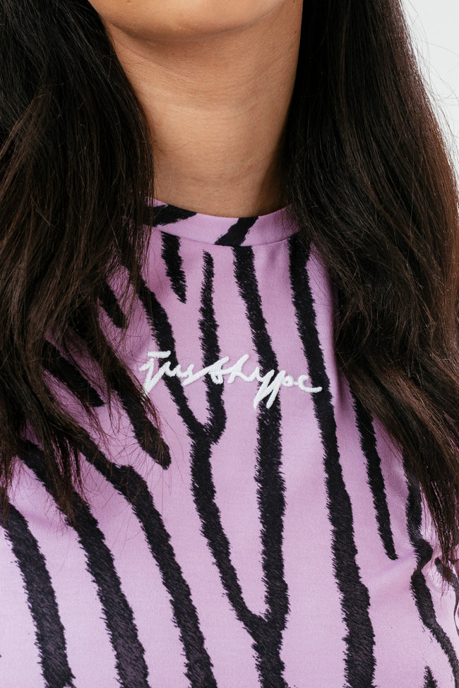 HYPE WOMENS LILAC ZEBRA SCRIBBLE T-SHIRT