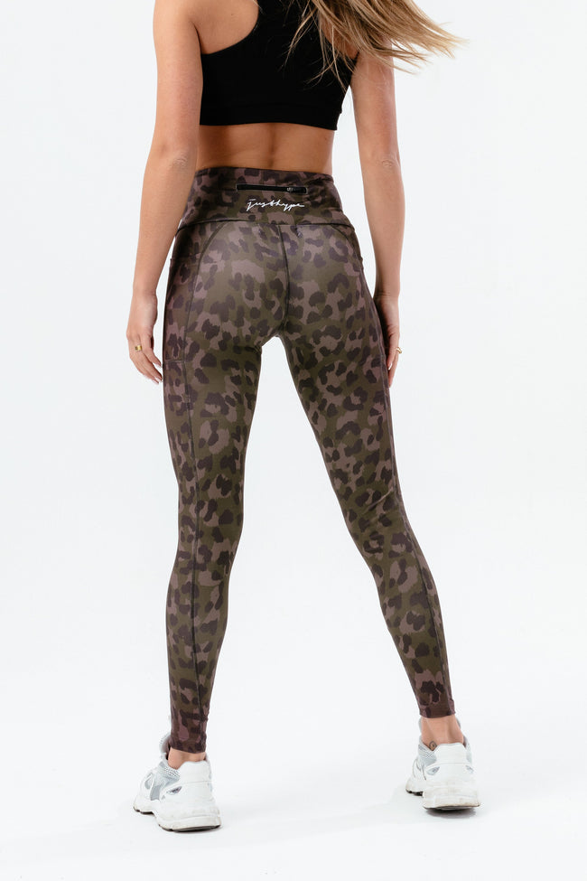 HYPE WOMENS BROWN CHOC LEOPARD SCRIBBLE LEGGINGS