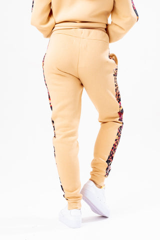 HYPE WOMENS HAZELNUT ANIMAL PRINT LABEL JOGGERS