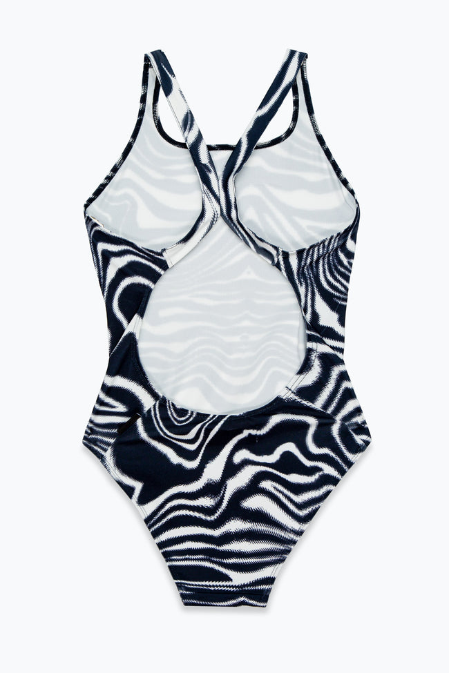 HYPE WOMENS BLACK WAVE SCRIBBLE SWIMSUIT