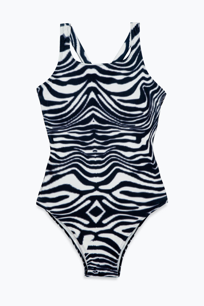 HYPE WOMENS BLACK WAVE SCRIBBLE SWIMSUIT