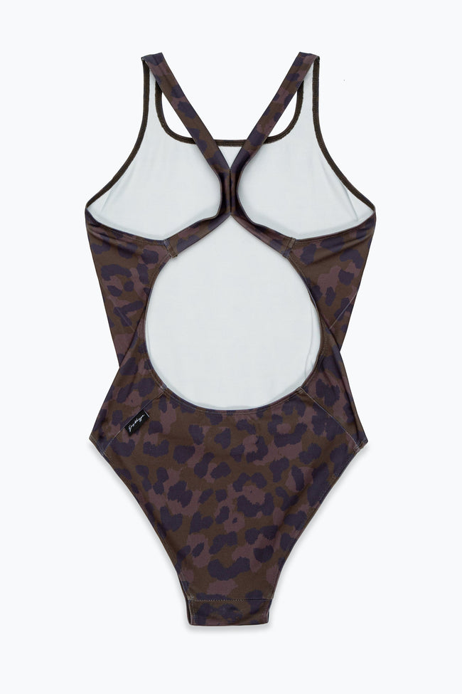 HYPE WOMENS BROWN CHOC CAT SCRIBBLE SWIMSUIT