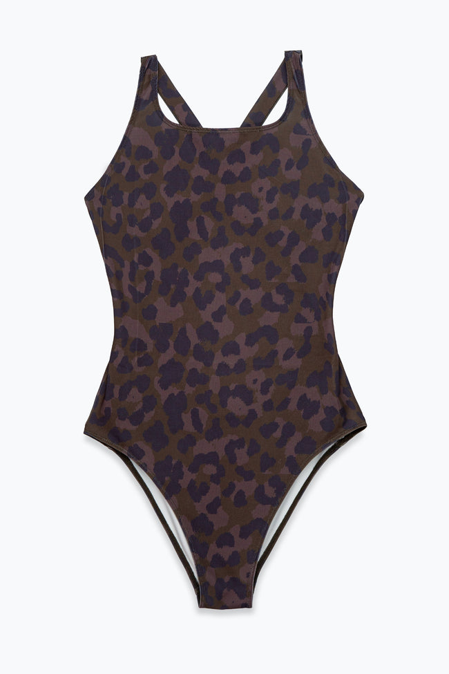 HYPE WOMENS BROWN CHOC CAT SCRIBBLE SWIMSUIT