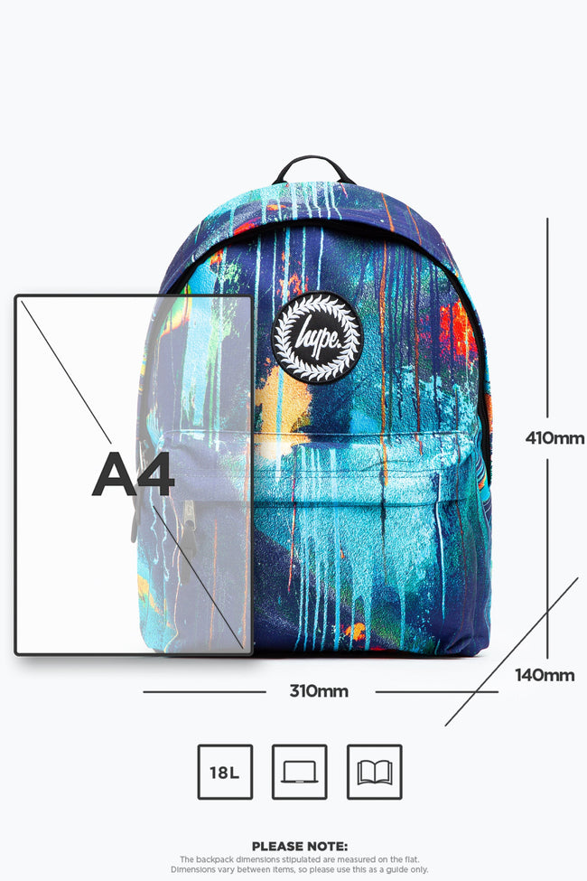 HYPE UNISEX TURQUOISE SPRAY DRIPS CREST BACKPACK