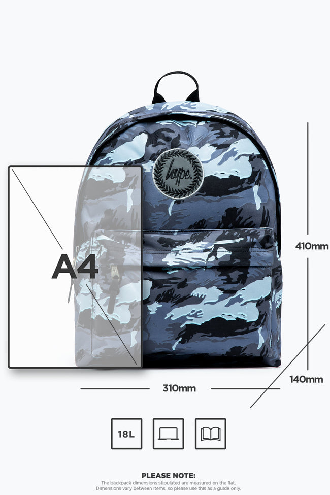 HYPE UNISEX GREY GLOOM CAMO CREST BACKPACK