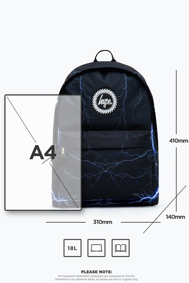 HYPE UNISEX BLACK LIGHTNING CREST BACKPACK