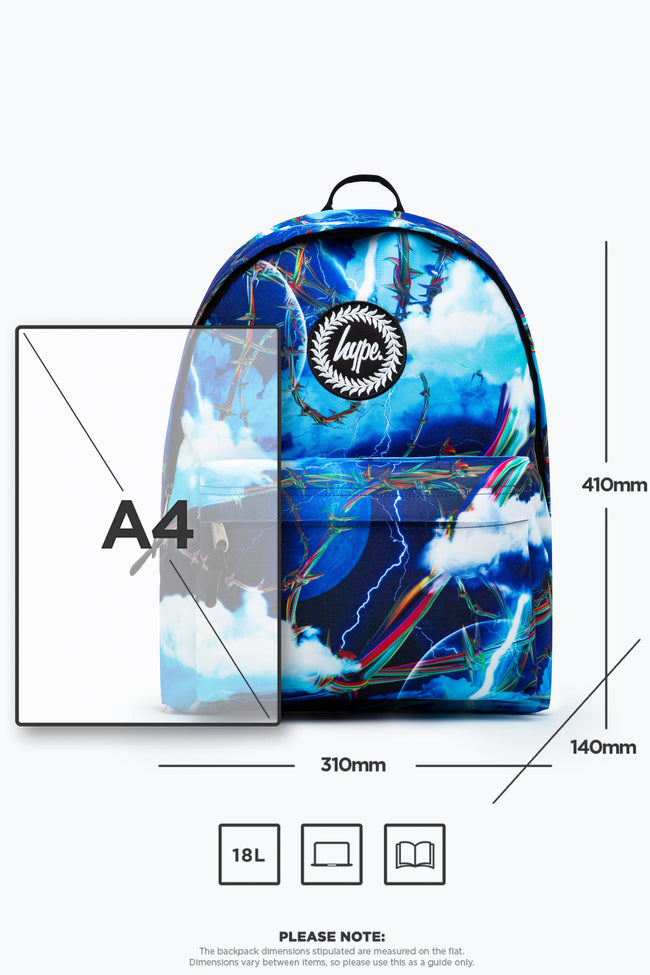 HYPE UNISEX BLUE LIGHTNING BARBWIRE CREST BACKPACK