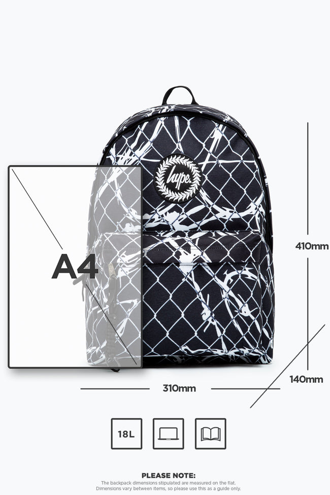 HYPE UNISEX BOYS BLACK FENCE CREST BACKPACK