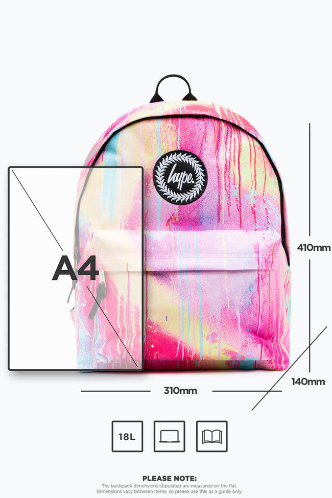 HYPE UNISEX PINK SPRAY DRIPS CREST BACKPACK