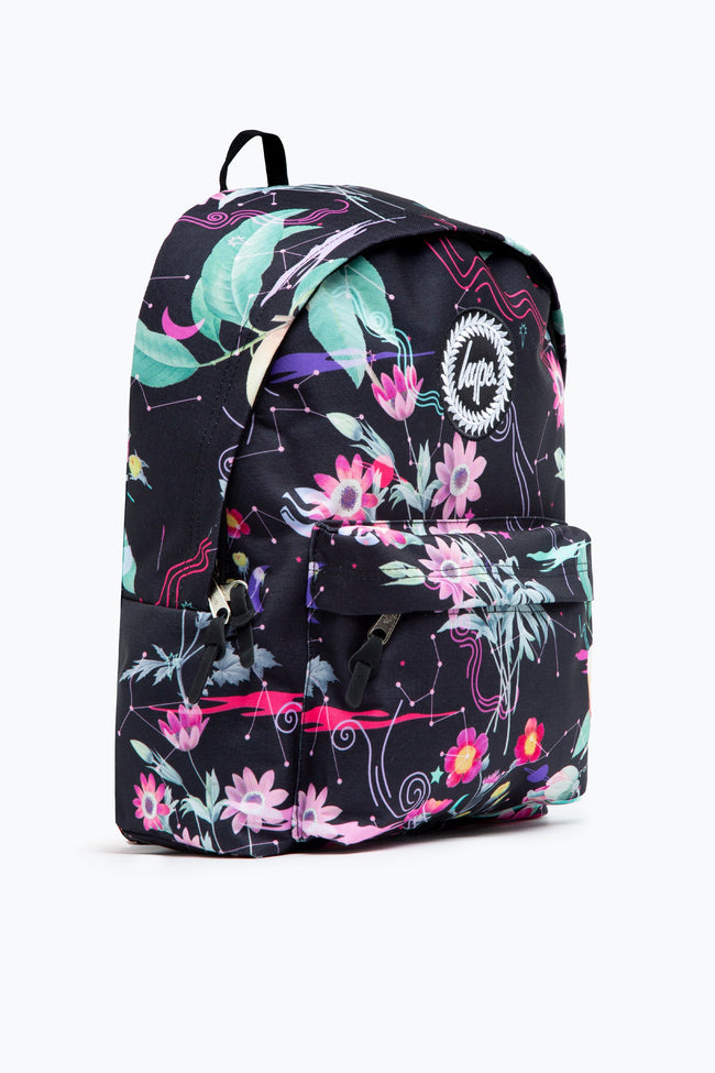 HYPE UNISEX BLACK MYSTIC FLOWER CREST BACKPACK