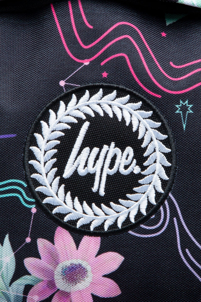 HYPE UNISEX BLACK MYSTIC FLOWER CREST BACKPACK