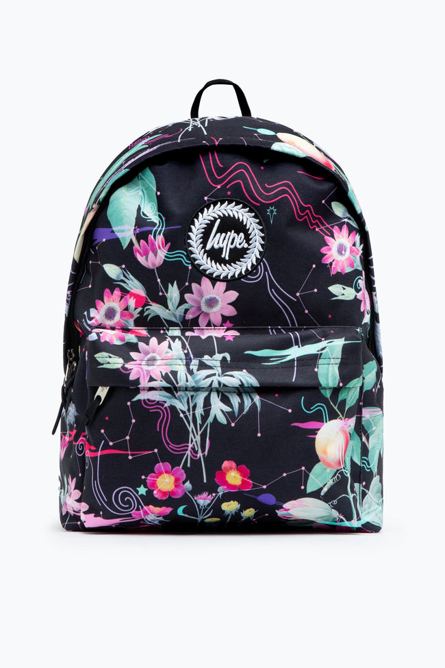 HYPE UNISEX BLACK MYSTIC FLOWER CREST BACKPACK